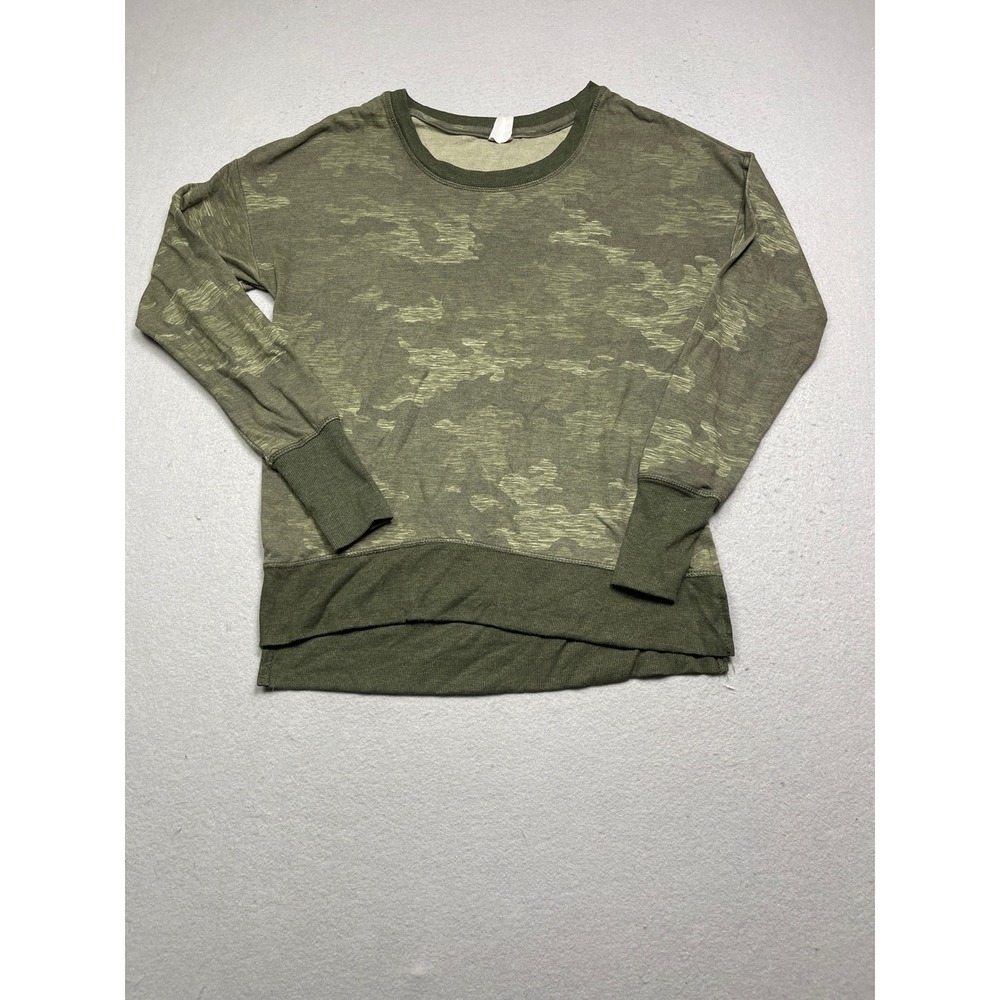 Avia Pullover Top French Terry Green Camo XS Womens